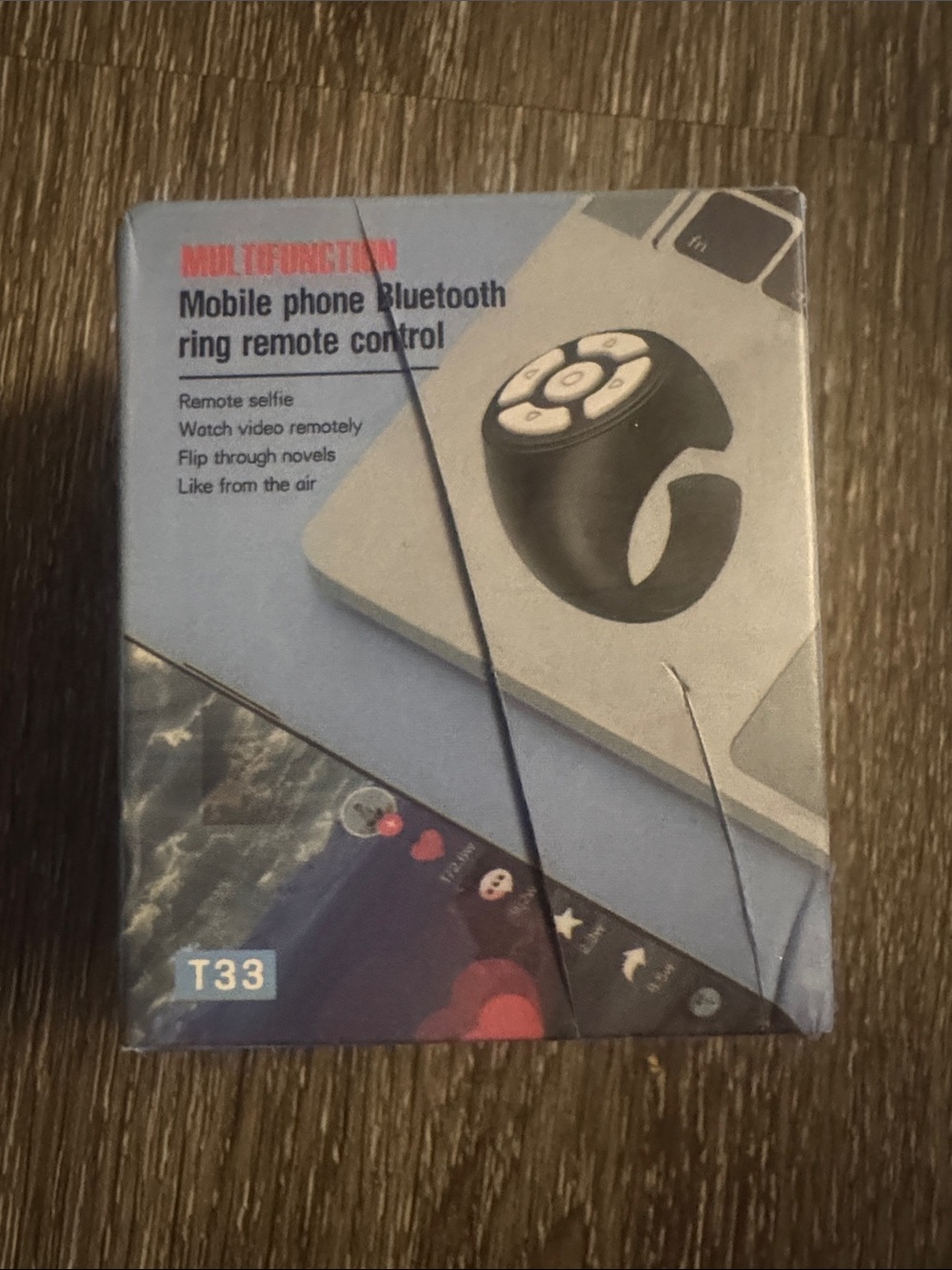 T33 Black Bluetooth Mobile Phone Ring Remote Control